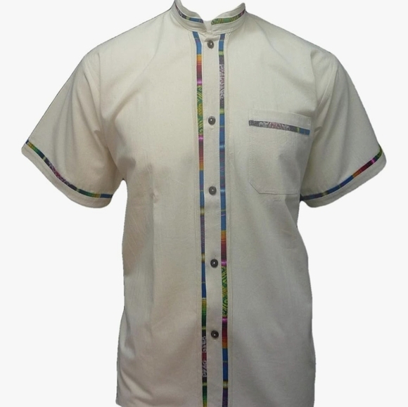 Mexican Guayabera Men's Short-Sleeve Shirt Size Large - Picture 3 of 6